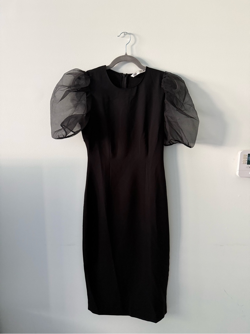 Zara Black Puff Sleeve Midi Dress Like New
